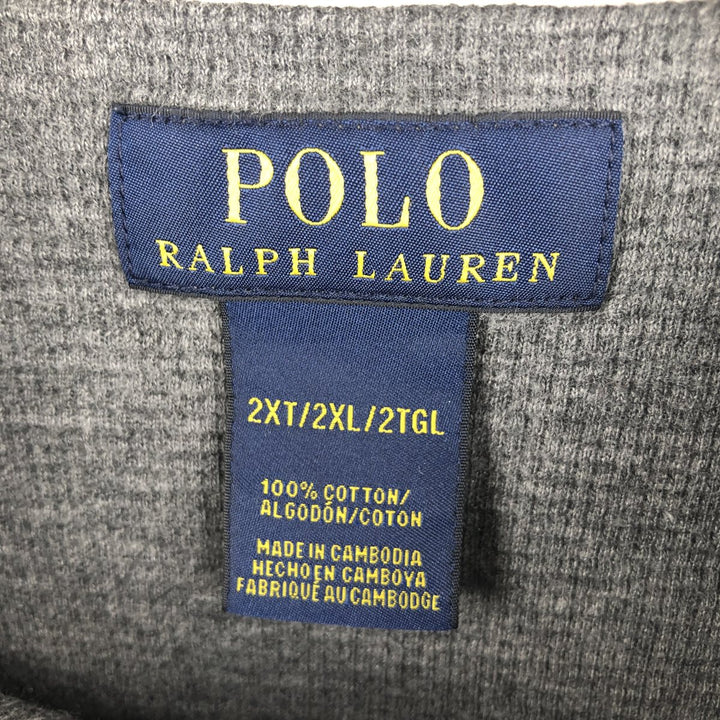 Ralph Lauren POLO RALPH LAUREN Thermal Long T-shirt Waffle Men's XXL cotton Charcoal Vintage Second Hand