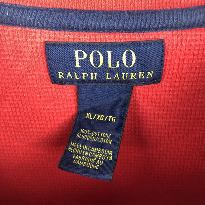 Ralph Lauren POLO RALPH LAUREN Thermal Long T-shirt Waffle Men's XL cotton red type Vintage Second Hand