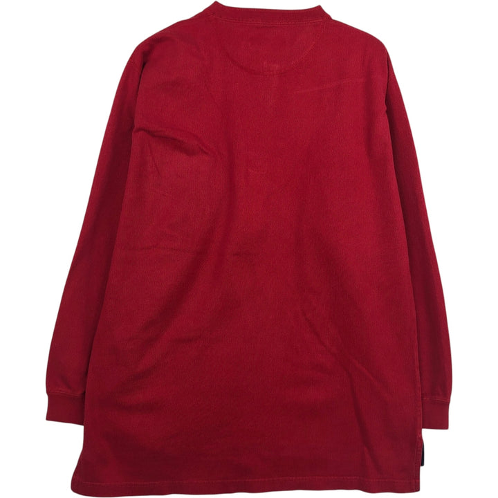 Ralph Lauren CHAPS Henley neck thermal long T-shirt, men's size L cotton red type Vintage Second Hand