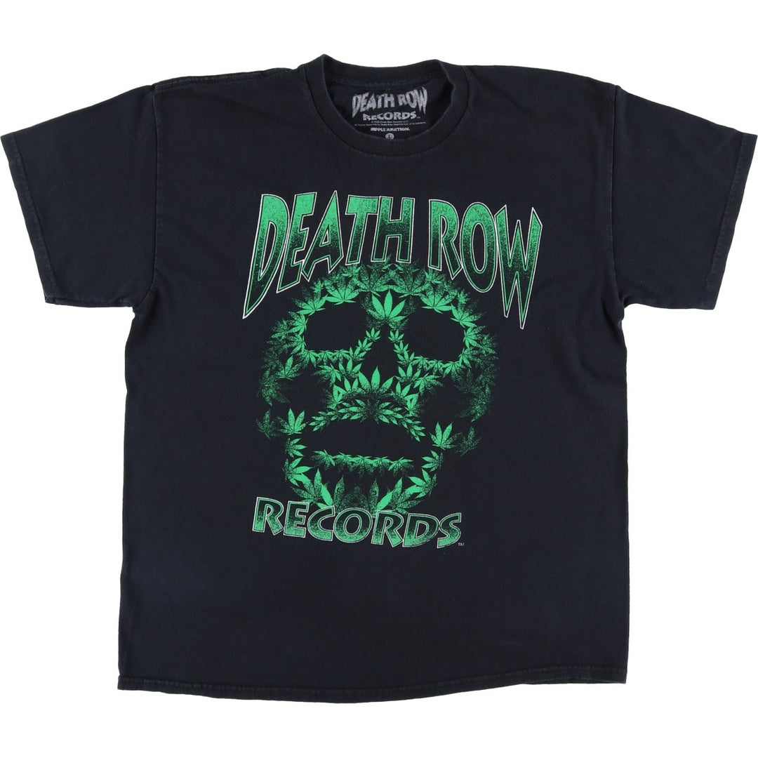 DEATH ROW RECORDS Skull Pattern Band T-Shirt (Men's Size L) cotton black type Vintage Second Hand