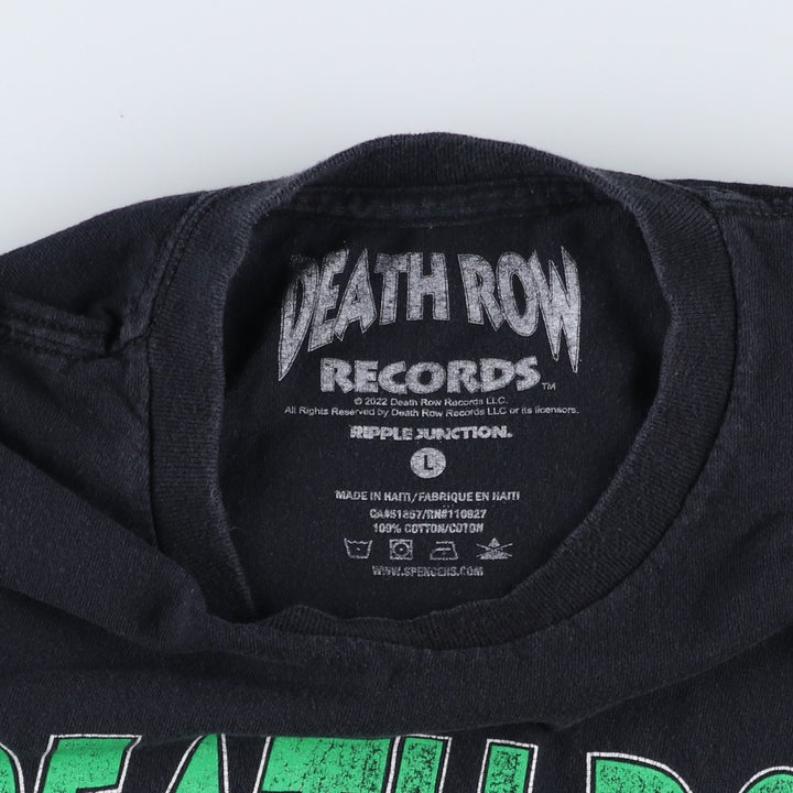 DEATH ROW RECORDS Skull Pattern Band T-Shirt (Men's Size L) cotton black type Vintage Second Hand
