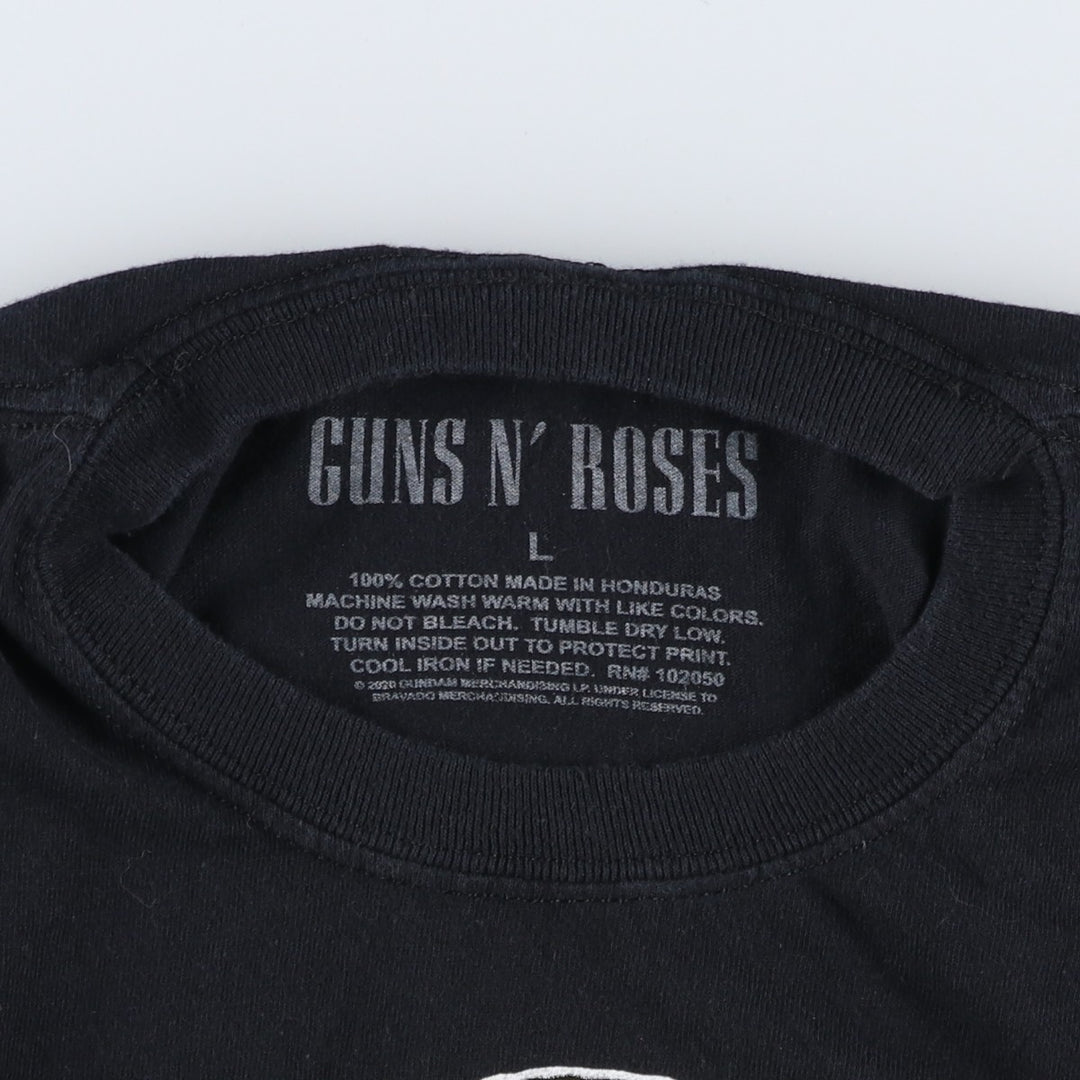 GUNS N' ROSES Skull Pattern Band T-shirt, Band Tee, Men's L size cotton black type Vintage Second Hand