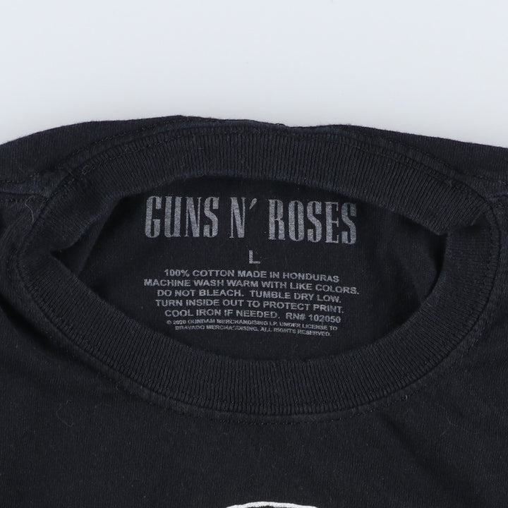 GUNS N' ROSES Skull Pattern Band T-shirt, Band Tee, Men's L size cotton black type Vintage Second Hand