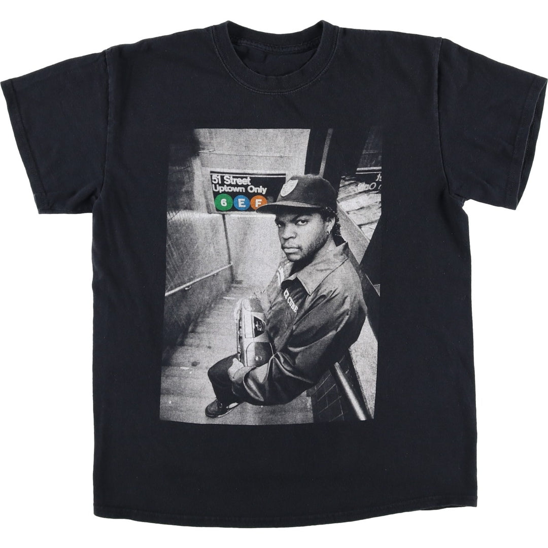 ICE CUBE Print Rap T-Shirt (Men's Size M) - Hip Hop/R&B unclear black type Vintage Second Hand