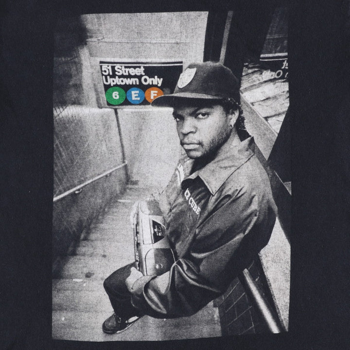 ICE CUBE Print Rap T-Shirt (Men's Size M) - Hip Hop/R&B unclear black type Vintage Second Hand