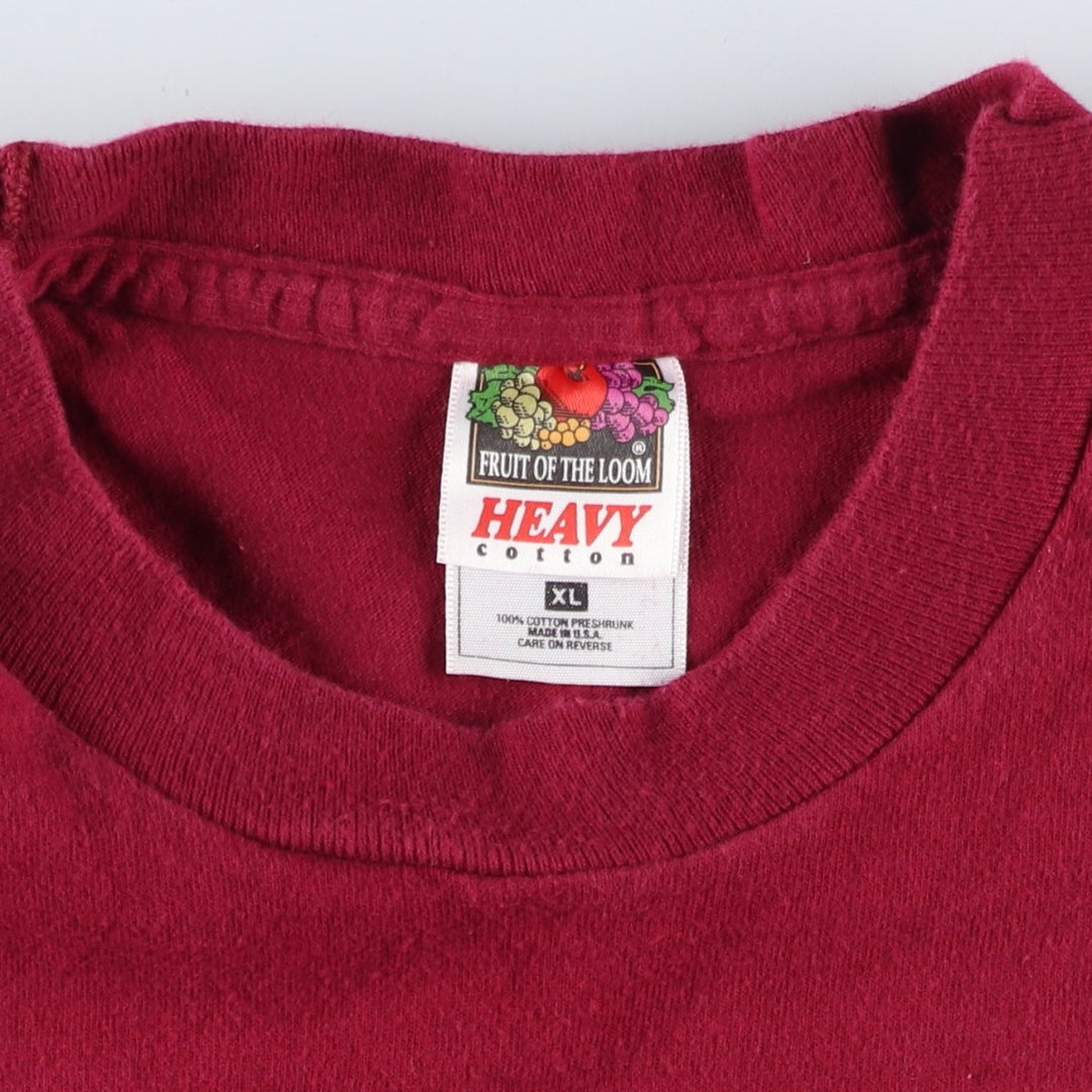 90'S Fruit of the Loom Music Festival Band T-Shirt, Made in USA, Men's XL equivalent, Vintage cotton burgundy type Vintage Second Hand