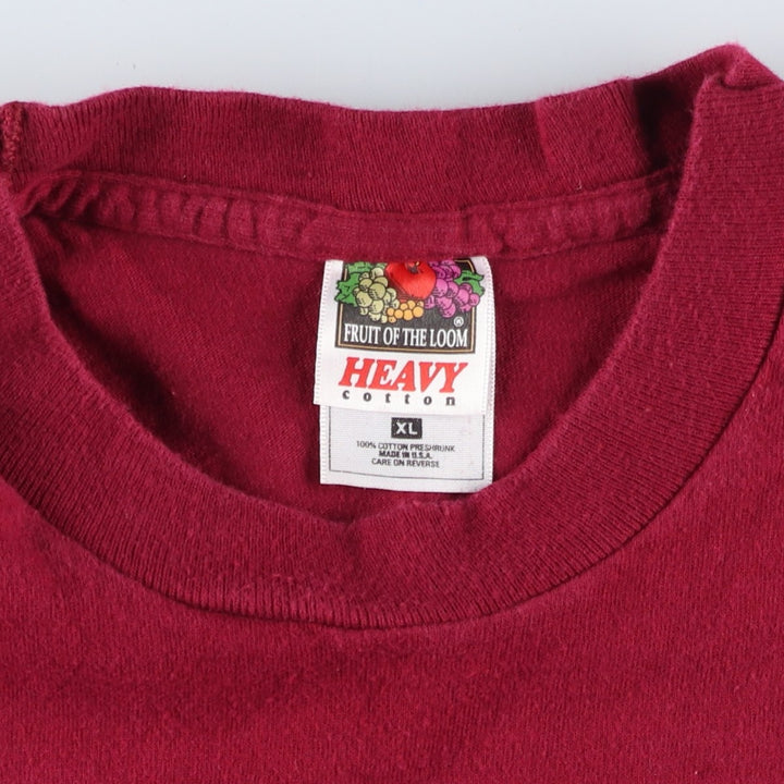 90'S Fruit of the Loom Music Festival Band T-Shirt, Made in USA, Men's XL equivalent, Vintage cotton burgundy type Vintage Second Hand