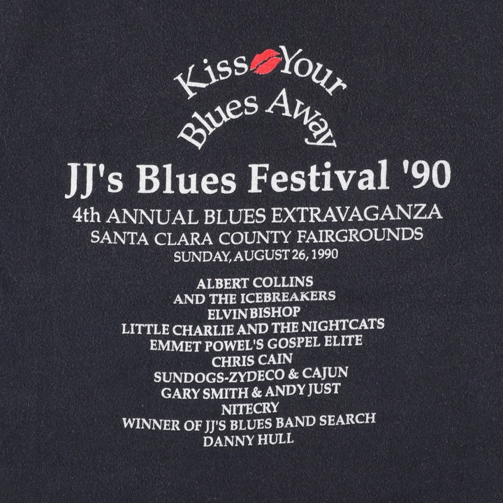 90'S Fruit of the Loom Blues Festival Band T-shirt, Made in USA, Men's Size S cotton black type Vintage Second Hand