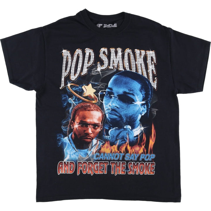 POP SMOKE Rap T-shirt, Men's L size cotton black type Vintage Second Hand