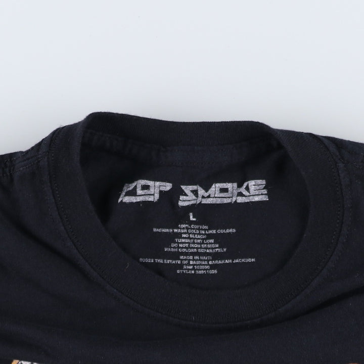POP SMOKE Rap T-shirt, Men's L size cotton black type Vintage Second Hand