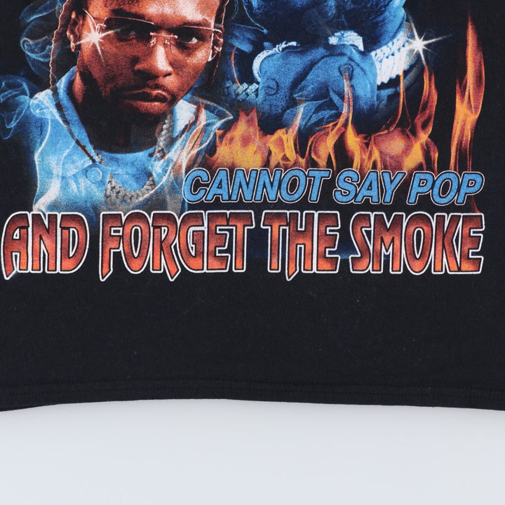 POP SMOKE Rap T-shirt, Men's L size cotton black type Vintage Second Hand