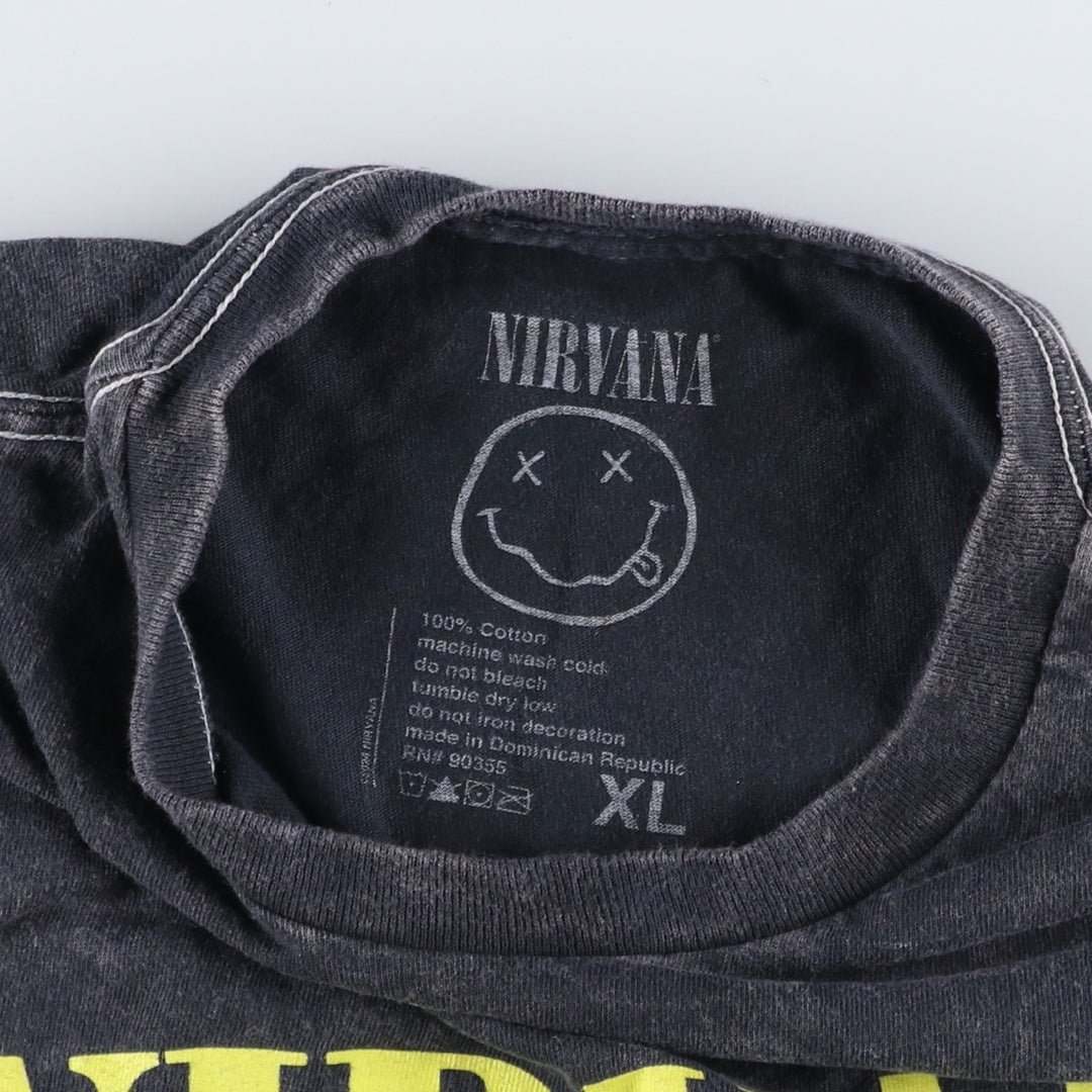 NIRVANA Nirvana Band T-shirt, Band T, Men's XL size cotton black type Vintage Second Hand