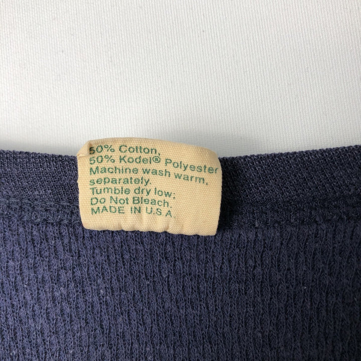 ~90'S St. John's Bay Thermal Long-Sleeve T-Shirt, Honeycomb Pattern, Made in USA, Men's Size L (Equivalent), Vintage cotton navy blue type Vintage Second Hand