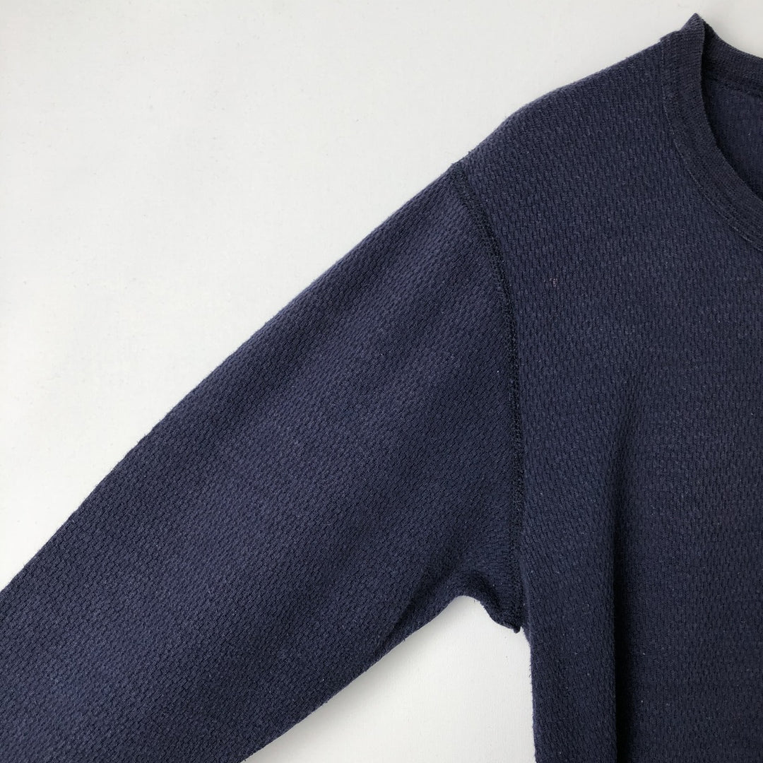 ~90'S St. John's Bay Thermal Long-Sleeve T-Shirt, Honeycomb Pattern, Made in USA, Men's Size L (Equivalent), Vintage cotton navy blue type Vintage Second Hand