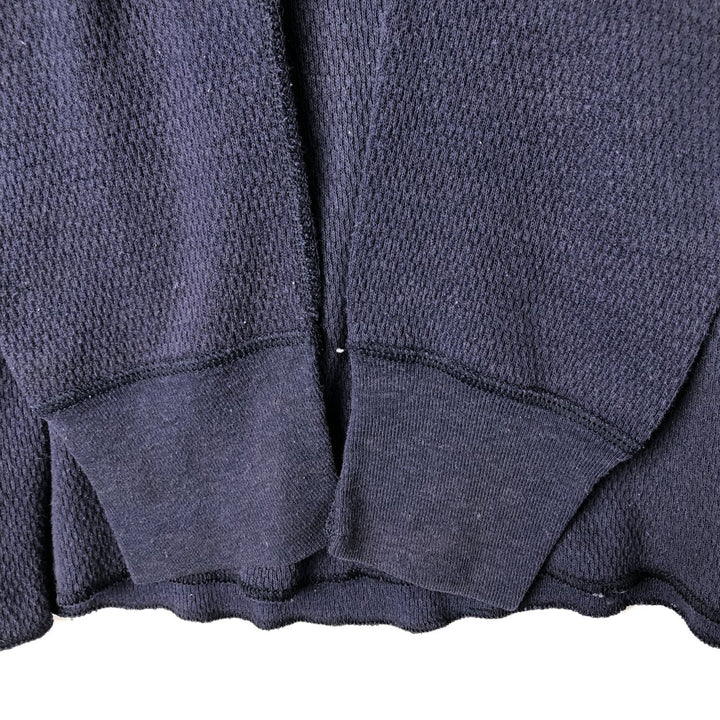 ~90'S St. John's Bay Thermal Long-Sleeve T-Shirt, Honeycomb Pattern, Made in USA, Men's Size L (Equivalent), Vintage cotton navy blue type Vintage Second Hand