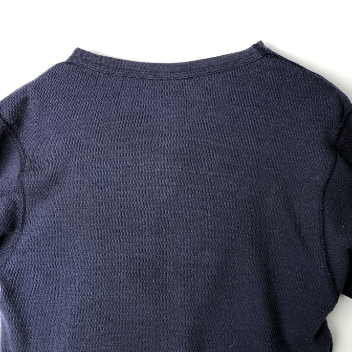 ~90'S St. John's Bay Thermal Long-Sleeve T-Shirt, Honeycomb Pattern, Made in USA, Men's Size L (Equivalent), Vintage cotton navy blue type Vintage Second Hand