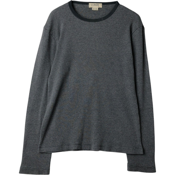 90'S J.Crew Thermal Long-Sleeve T-Shirt, Waffle Knit, Made in Canada, Men's Size M (Equivalent), Vintage cotton gray type Vintage Second Hand