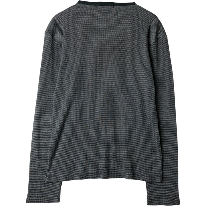 90'S J.Crew Thermal Long-Sleeve T-Shirt, Waffle Knit, Made in Canada, Men's Size M (Equivalent), Vintage cotton gray type Vintage Second Hand