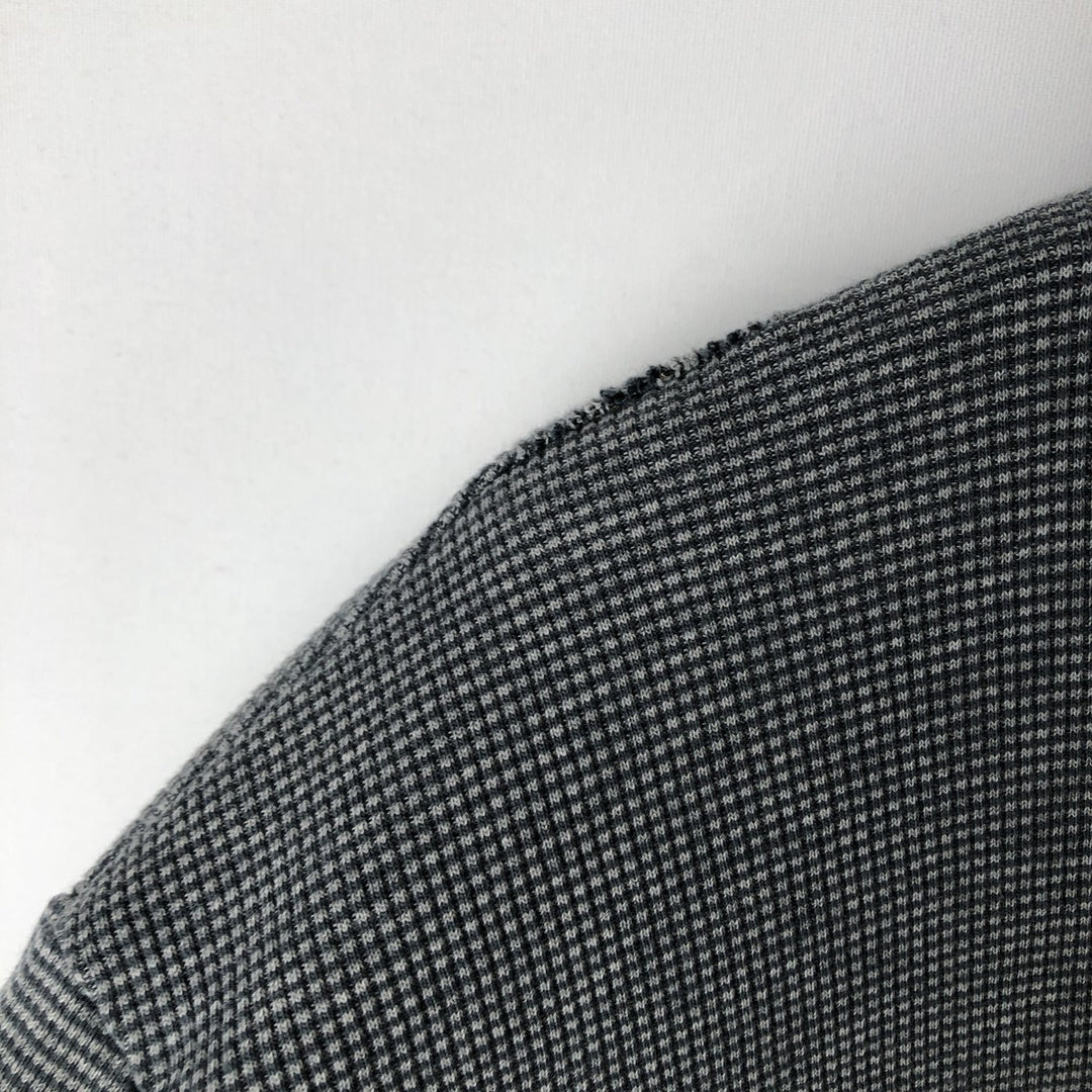 90'S J.Crew Thermal Long-Sleeve T-Shirt, Waffle Knit, Made in Canada, Men's Size M (Equivalent), Vintage cotton gray type Vintage Second Hand