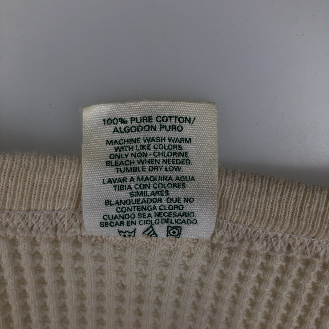 JE MORGAN Thermal Long-Sleeve T-Shirt, Waffle Pattern, Made in USA, Men's Size XL (equivalent) cotton ivory Vintage Second Hand