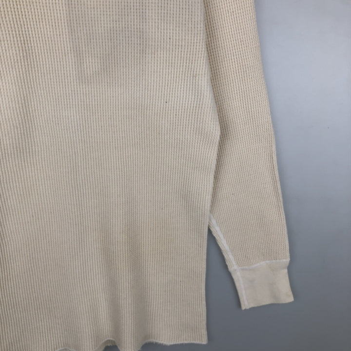 JE MORGAN Thermal Long-Sleeve T-Shirt, Waffle Pattern, Made in USA, Men's Size XL (equivalent) cotton ivory Vintage Second Hand