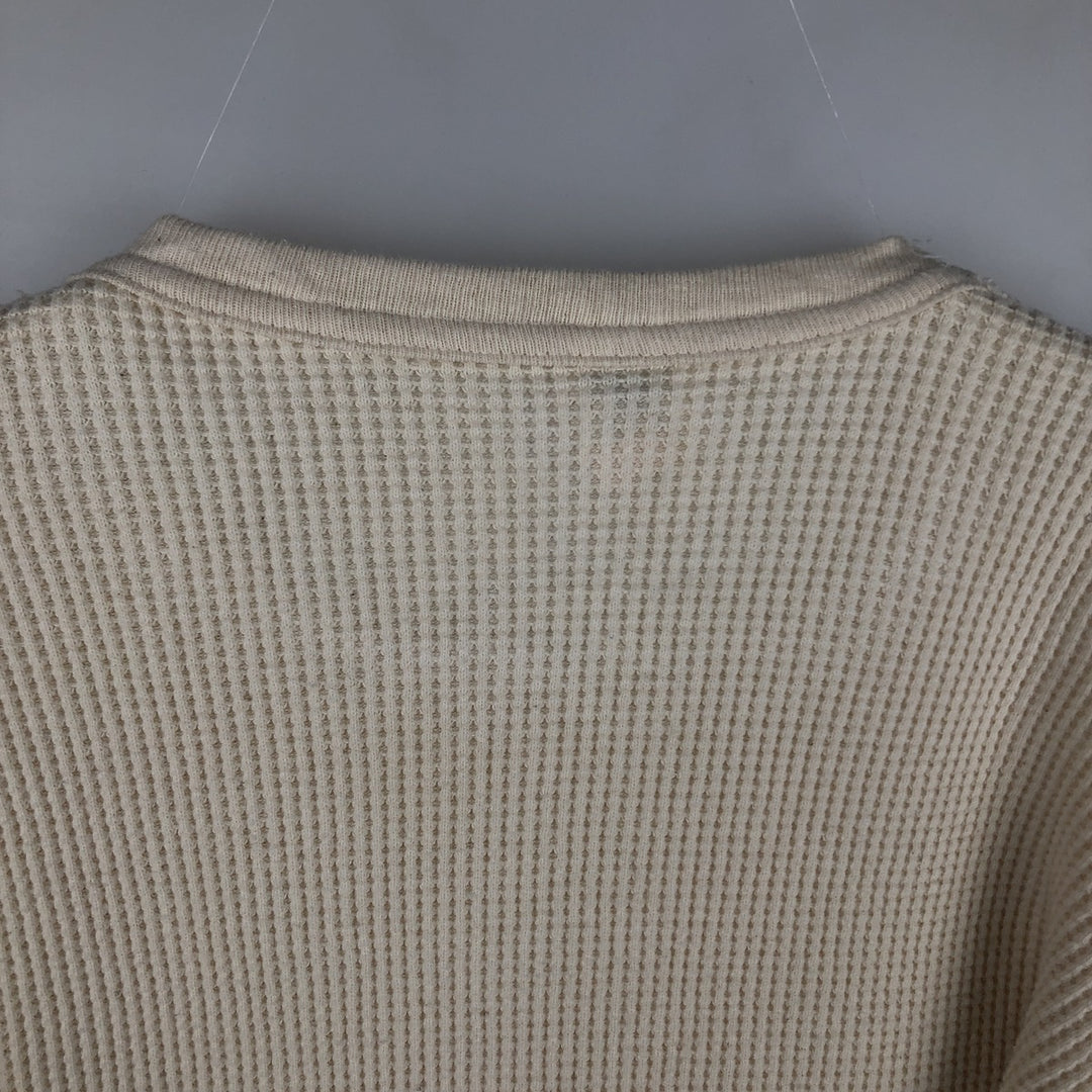JE MORGAN Thermal Long-Sleeve T-Shirt, Waffle Pattern, Made in USA, Men's Size XL (equivalent) cotton ivory Vintage Second Hand