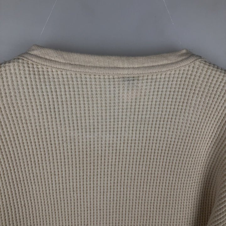 JE MORGAN Thermal Long-Sleeve T-Shirt, Waffle Pattern, Made in USA, Men's Size XL (equivalent) cotton ivory Vintage Second Hand