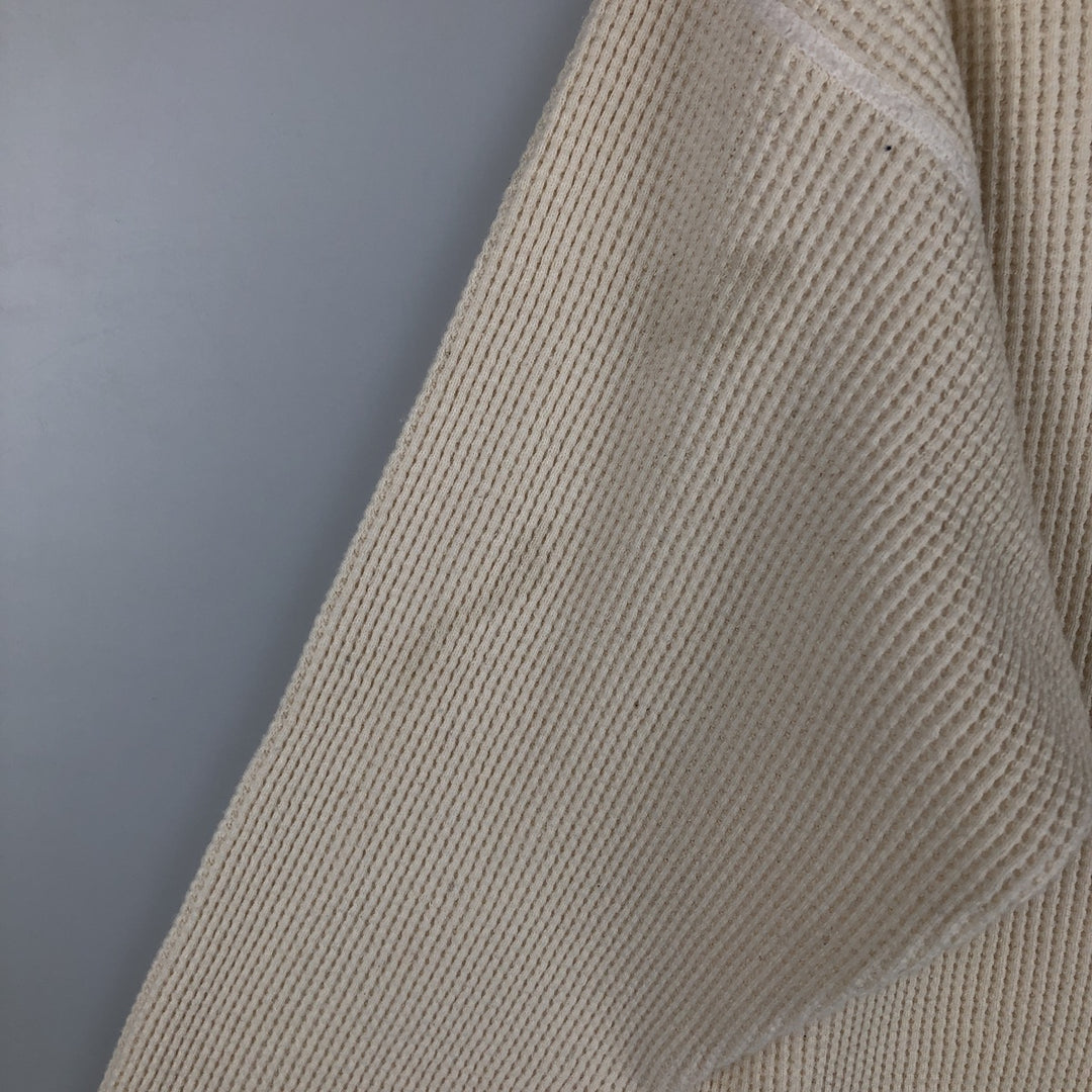 JE MORGAN Thermal Long-Sleeve T-Shirt, Waffle Pattern, Made in USA, Men's Size XL (equivalent) cotton ivory Vintage Second Hand