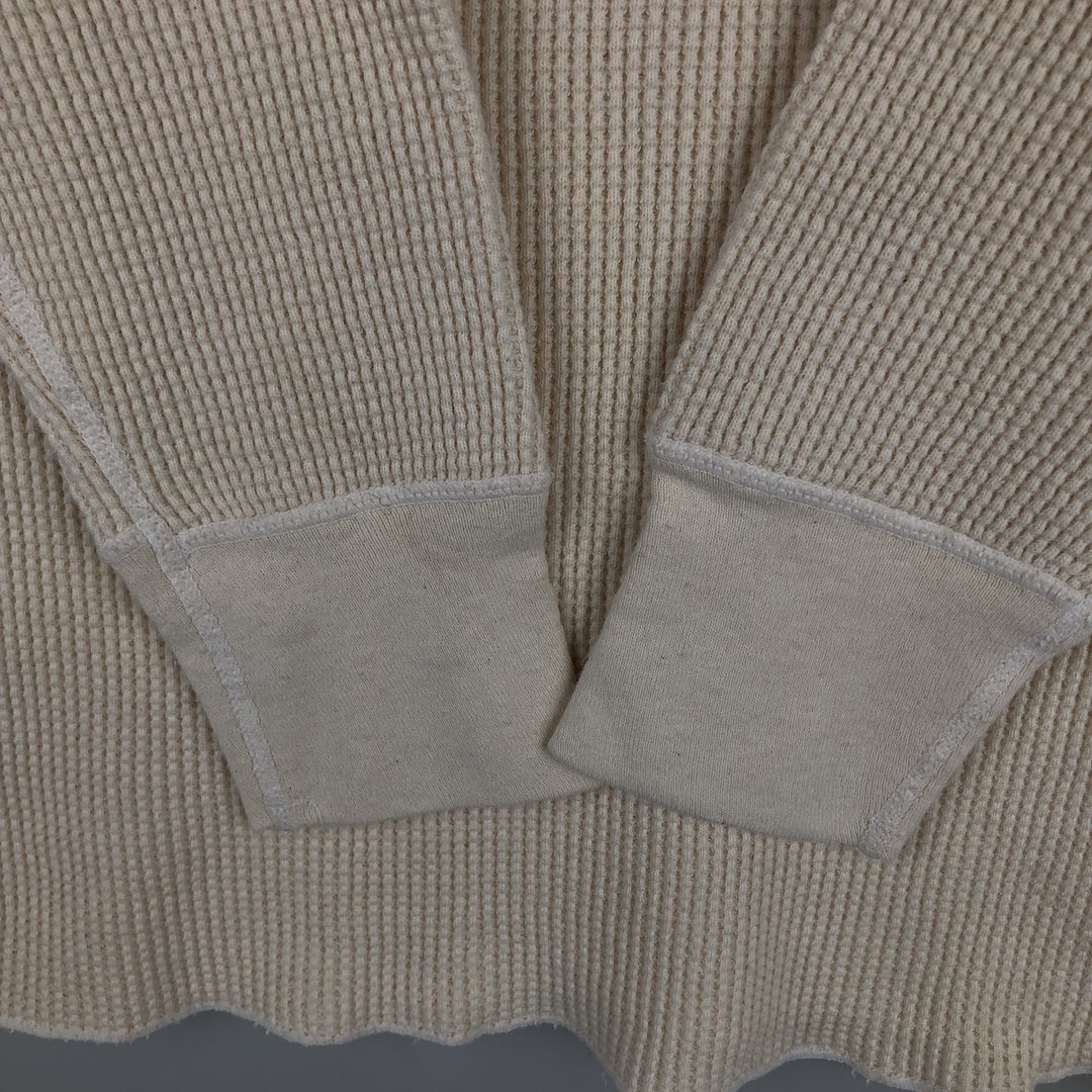 JE MORGAN Thermal Long-Sleeve T-Shirt, Waffle Pattern, Made in USA, Men's Size XL (equivalent) cotton ivory Vintage Second Hand