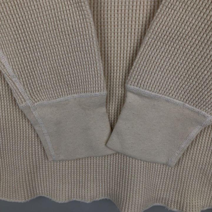 JE MORGAN Thermal Long-Sleeve T-Shirt, Waffle Pattern, Made in USA, Men's Size XL (equivalent) cotton ivory Vintage Second Hand