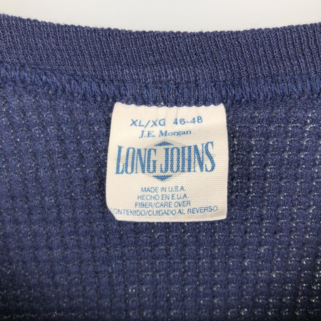 90'S LONG JOHNS Thermal Long-Sleeve T-Shirt, Waffle Knit, Made in USA, Men's XL equivalent, Vintage cotton navy blue type Vintage Second Hand