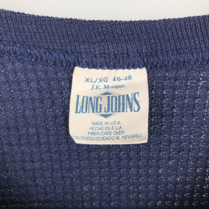 90'S LONG JOHNS Thermal Long-Sleeve T-Shirt, Waffle Knit, Made in USA, Men's XL equivalent, Vintage cotton navy blue type Vintage Second Hand