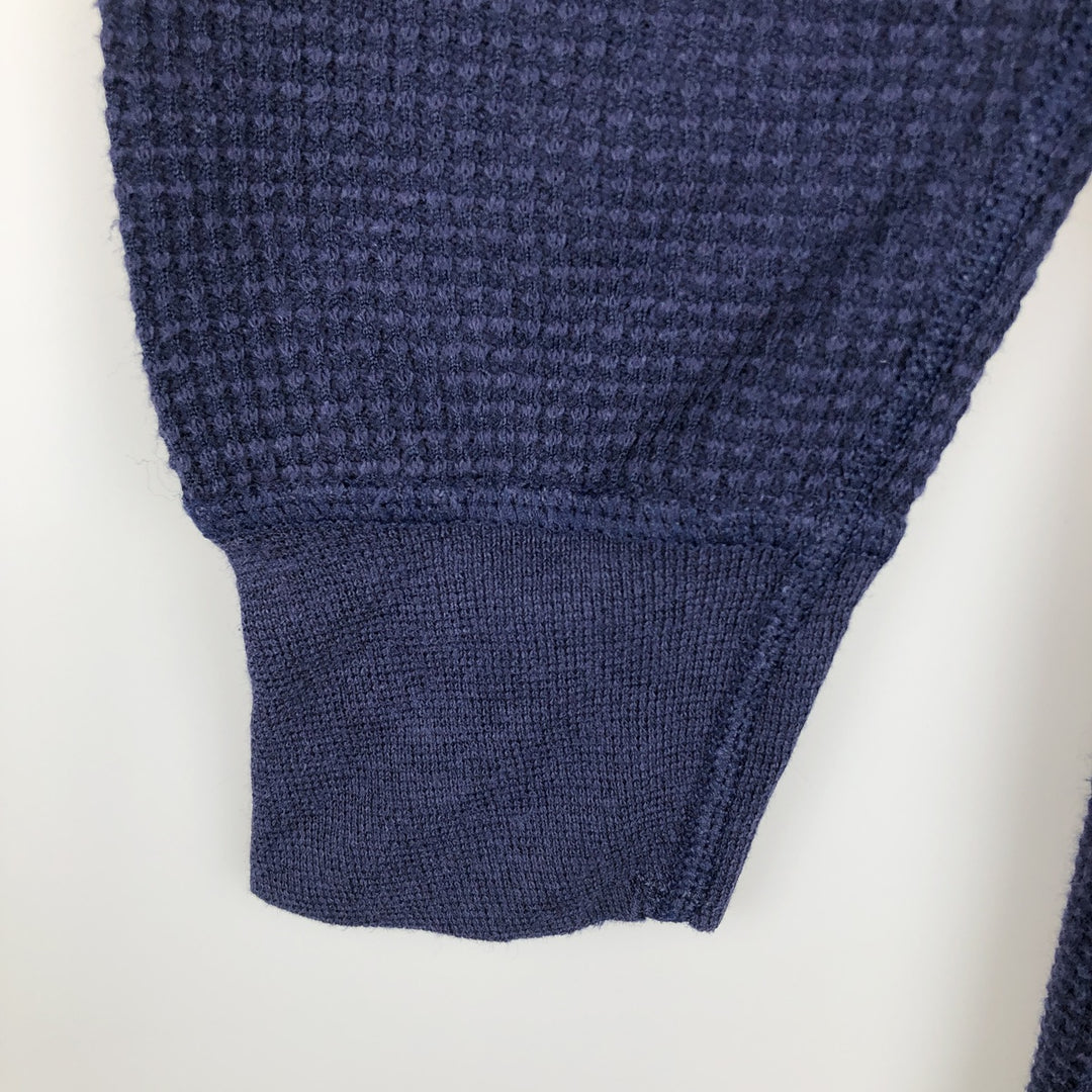 90'S LONG JOHNS Thermal Long-Sleeve T-Shirt, Waffle Knit, Made in USA, Men's XL equivalent, Vintage cotton navy blue type Vintage Second Hand