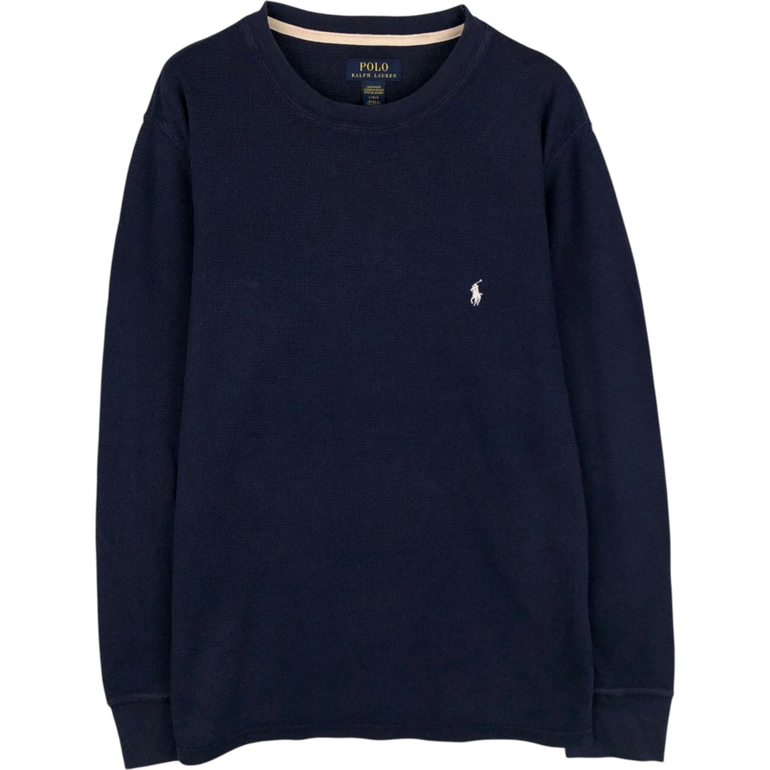 Ralph Lauren POLO RALPH LAUREN Thermal Ron T Waffle Men's L size cotton navy blue type Vintage Second Hand