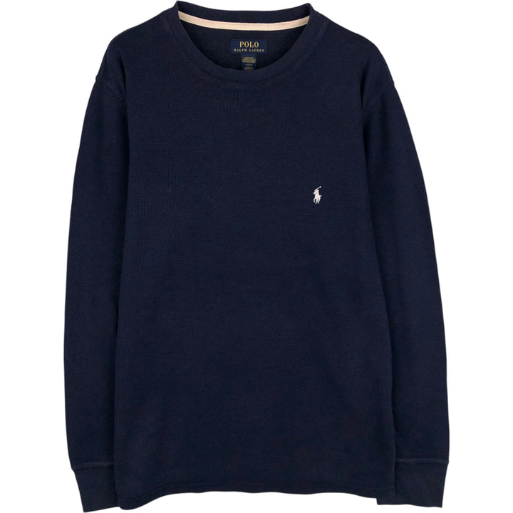 Ralph Lauren POLO RALPH LAUREN Thermal Ron T Waffle Men's L size cotton navy blue type Vintage Second Hand