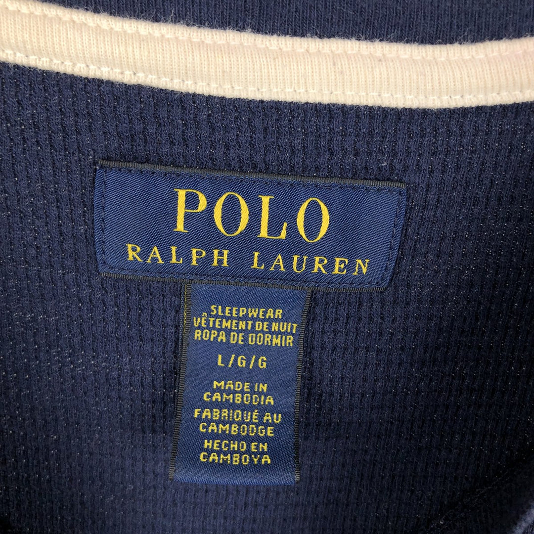Ralph Lauren POLO RALPH LAUREN Thermal Ron T Waffle Men's L size cotton navy blue type Vintage Second Hand