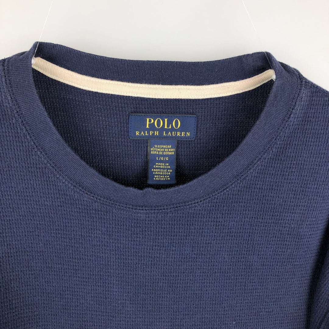 Ralph Lauren POLO RALPH LAUREN Thermal Ron T Waffle Men's L size cotton navy blue type Vintage Second Hand