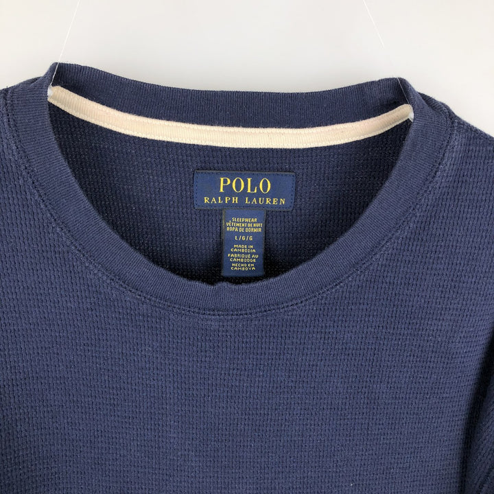 Ralph Lauren POLO RALPH LAUREN Thermal Ron T Waffle Men's L size cotton navy blue type Vintage Second Hand