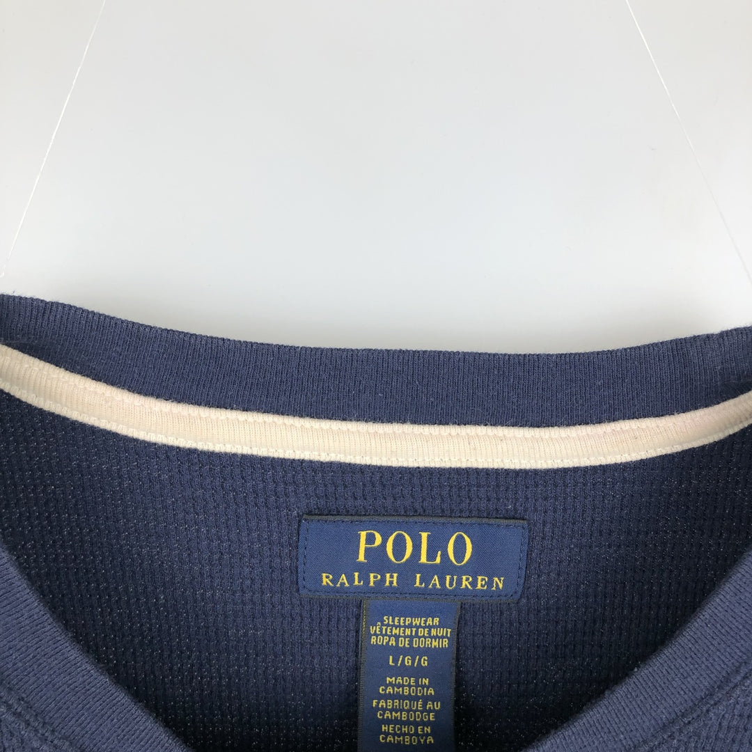Ralph Lauren POLO RALPH LAUREN Thermal Ron T Waffle Men's L size cotton navy blue type Vintage Second Hand
