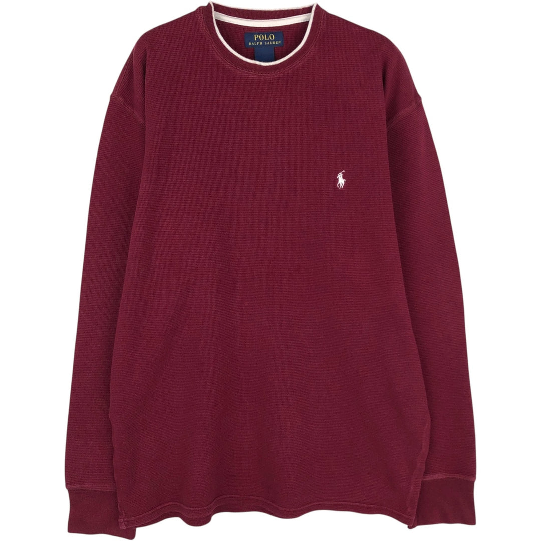 Ralph Lauren POLO RALPH LAUREN Thermal Long T-shirt Waffle Men's XL cotton Red type red-purple Vintage Second Hand