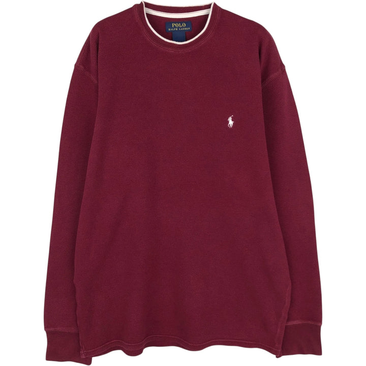 Ralph Lauren POLO RALPH LAUREN Thermal Long T-shirt Waffle Men's XL cotton Red type red-purple Vintage Second Hand