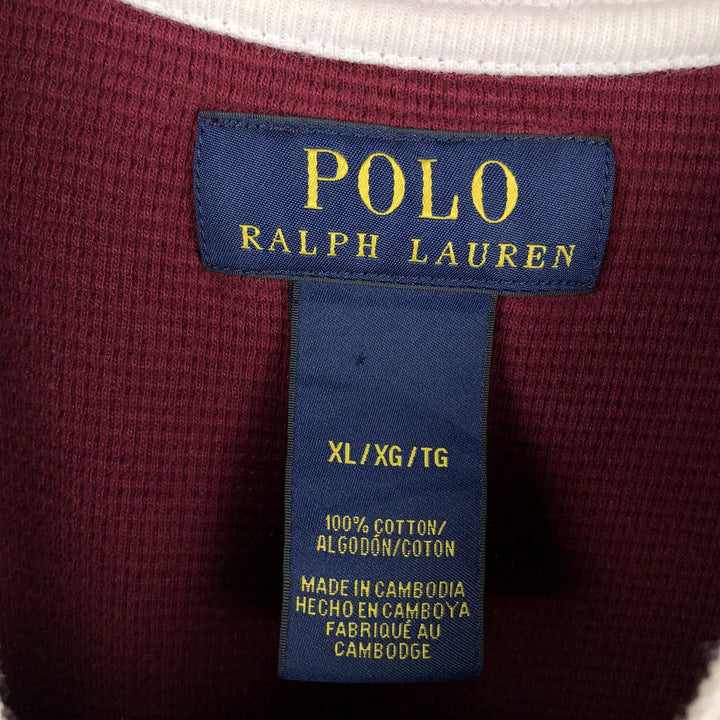 Ralph Lauren POLO RALPH LAUREN Thermal Long T-shirt Waffle Men's XL cotton Red type red-purple Vintage Second Hand