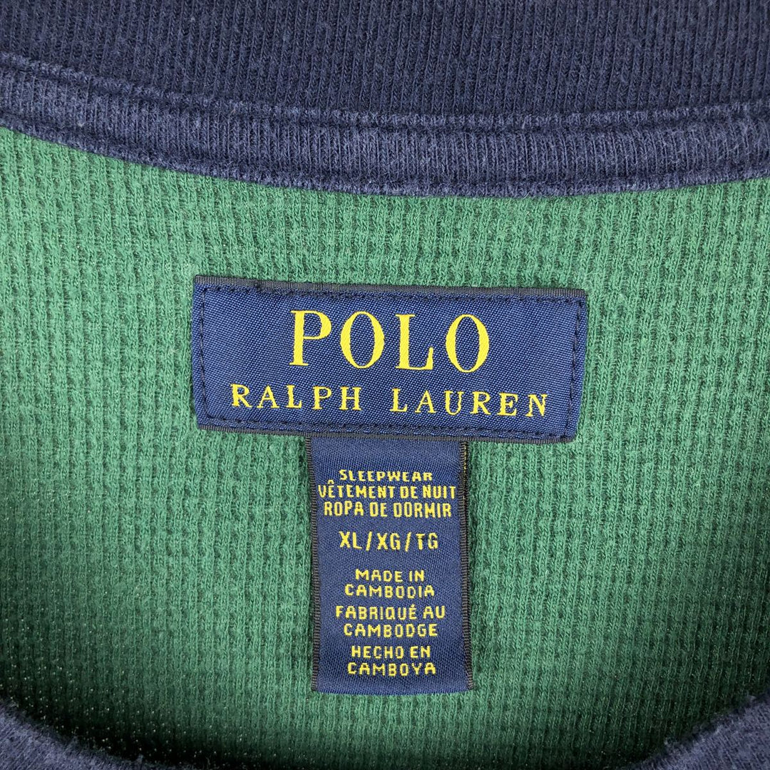 Ralph Lauren POLO RALPH LAUREN SLEEPWEAR Thermal Long T-shirt Waffle Men's XL cotton green type Vintage Second Hand