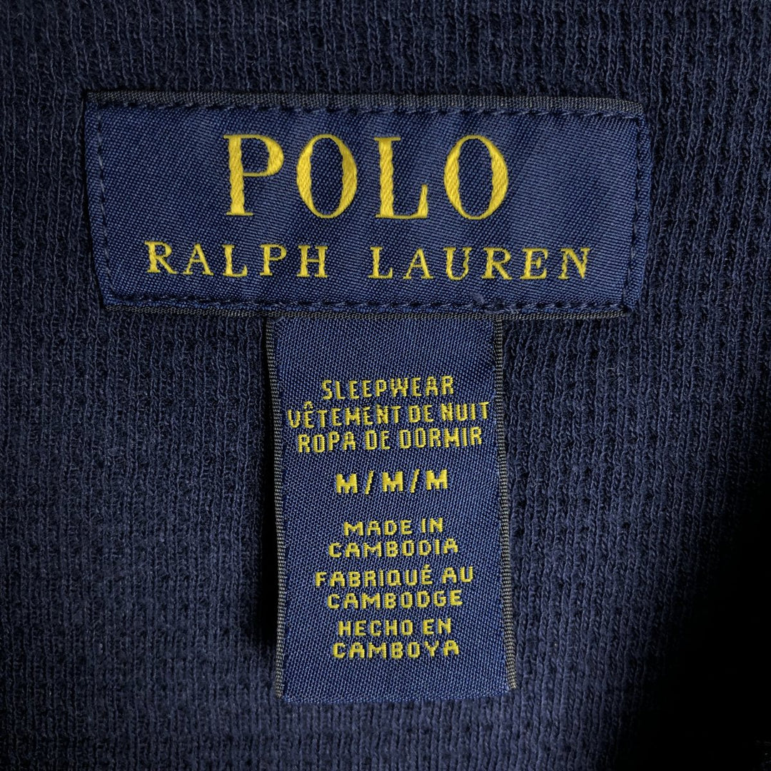 Ralph Lauren POLO RALPH LAUREN SLEEPWEAR Two-tone Thermal Long-Sleeve T-Shirt, Men's Size M (approx.) cotton navy blue type Vintage Second Hand