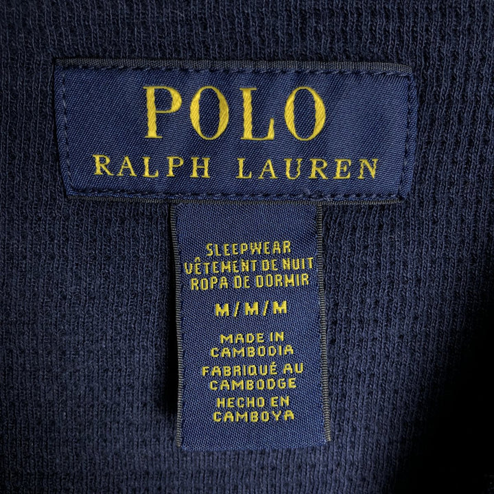 Ralph Lauren POLO RALPH LAUREN SLEEPWEAR Two-tone Thermal Long-Sleeve T-Shirt, Men's Size M (approx.) cotton navy blue type Vintage Second Hand