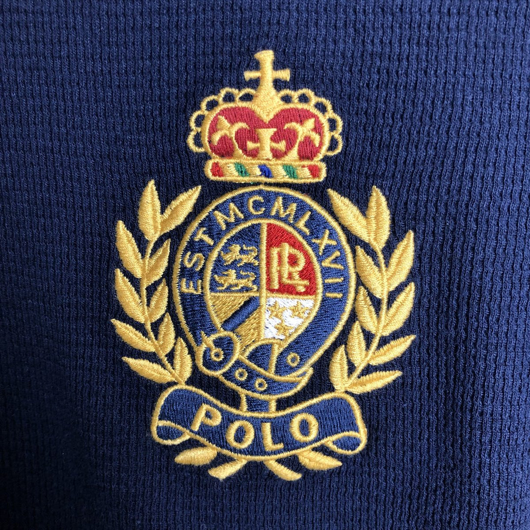 Ralph Lauren POLO RALPH LAUREN SLEEPWEAR Two-tone Thermal Long-Sleeve T-Shirt, Men's Size M (approx.) cotton navy blue type Vintage Second Hand