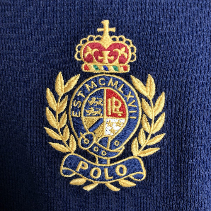 Ralph Lauren POLO RALPH LAUREN SLEEPWEAR Two-tone Thermal Long-Sleeve T-Shirt, Men's Size M (approx.) cotton navy blue type Vintage Second Hand