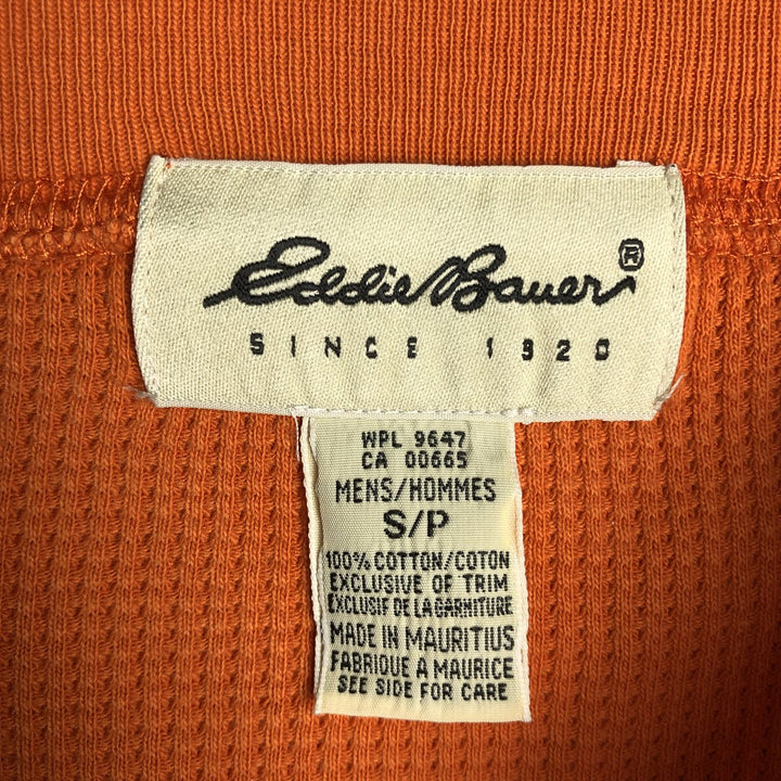 Eddie Bauer Henley Neck Thermal Long-Sleeve T-Shirt, Waffle Knit, Men's Size S (approx.) cotton orange type Vintage Second Hand