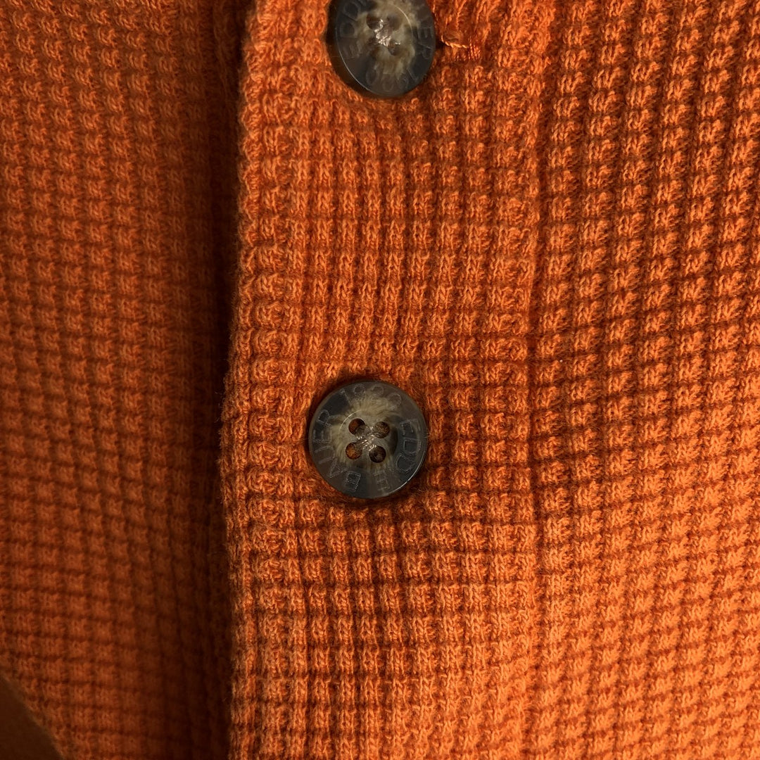 Eddie Bauer Henley Neck Thermal Long-Sleeve T-Shirt, Waffle Knit, Men's Size S (approx.) cotton orange type Vintage Second Hand