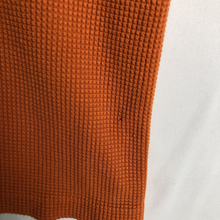 Eddie Bauer Henley Neck Thermal Long-Sleeve T-Shirt, Waffle Knit, Men's Size S (approx.) cotton orange type Vintage Second Hand